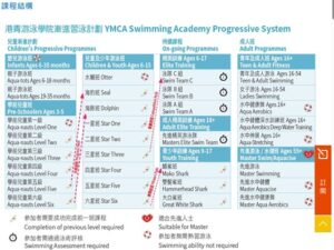 YMCA港青游泳學院課程結構